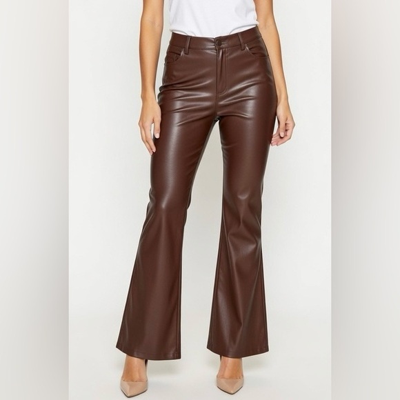 Dotsy’s Boutique Chocolate Brown Vegan Leather Wide Leg Pants